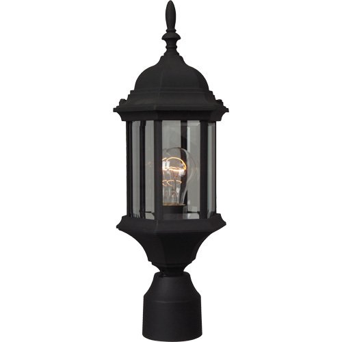 6 1/2" Exterior Post Light in Matte Black with Clear Beveled Glass