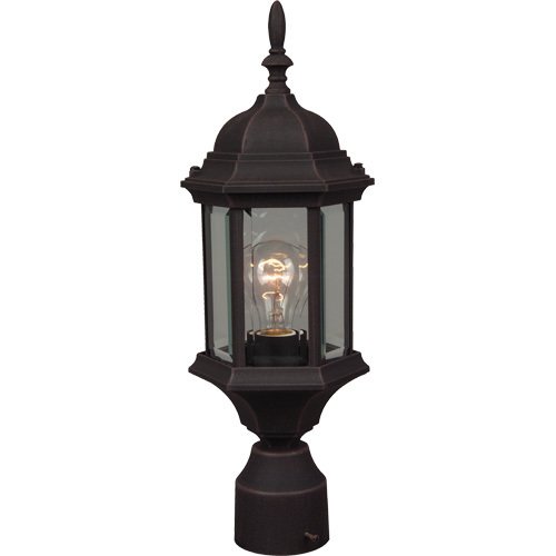 6 1/2" Exterior Post Light in Rust with Clear Beveled Glass