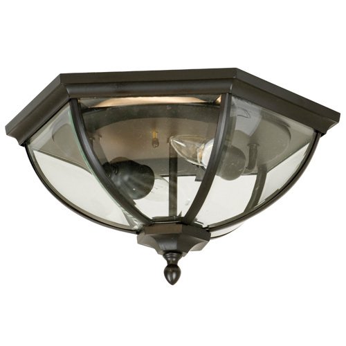 15" Flush Mount Exterior Light in Oiled Bronze with Clear Beveled Glass