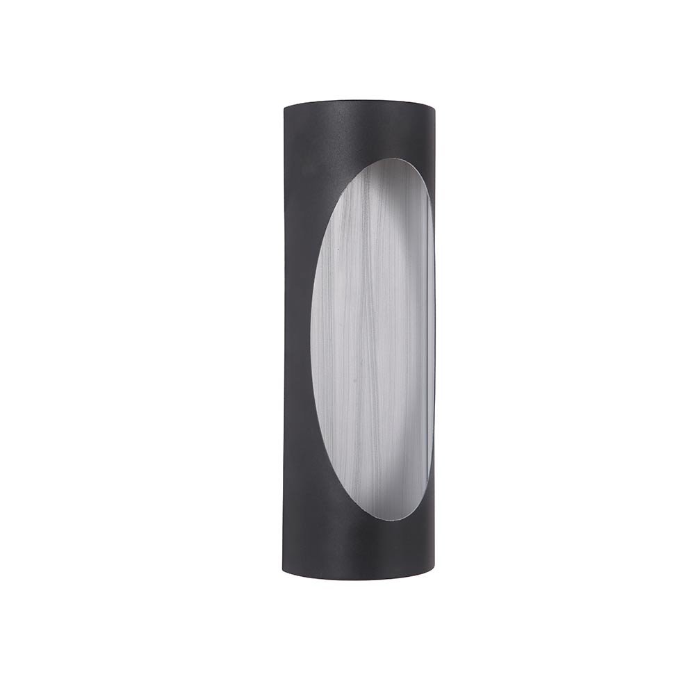 2 Light Medium LED Outdoor Pocket Sconce in Matte Black/Brushed Aluminum