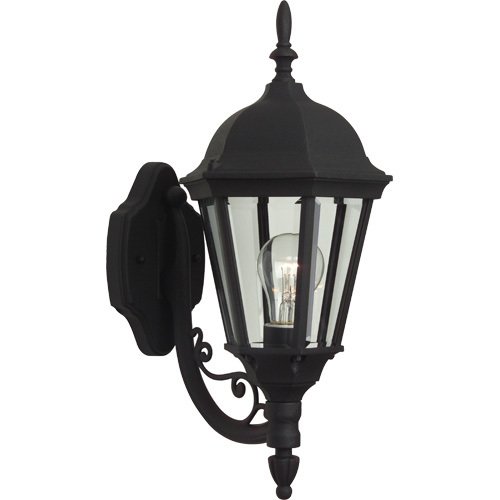 8" Exterior Wall Light in Matte Black with Clear Beveled Glass