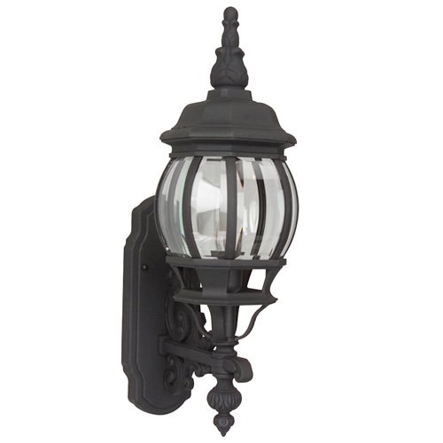 6 1/2" Exterior Dual Wall Mount Lamp in Matte Black with Clear Beveled Glass