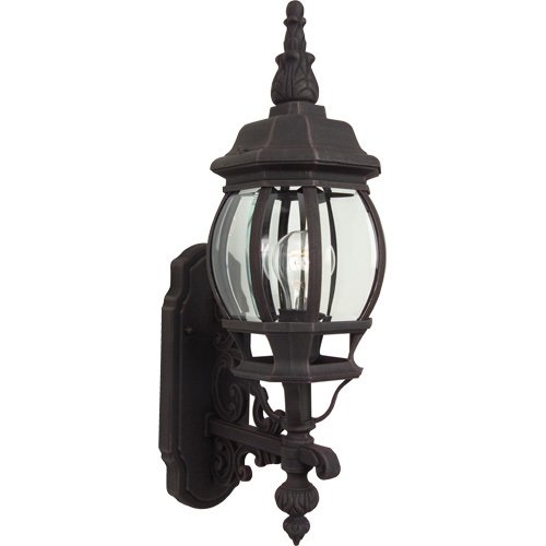 6 1/2" Exterior Dual Wall Mount Lamp in Rust with Clear Beveled Glass
