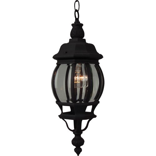 6 1/2" Hanging Exterior Light in Matte Black with Clear Beveled Glass