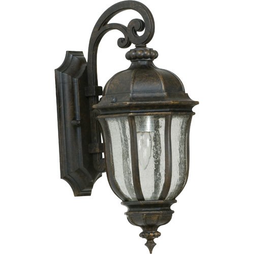 7 1/2" Exterior Wall Lantern in Peruvian Bronze with Clear Seeded Glass