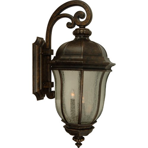 8 7/8" Exterior Wall Lantern in Peruvian Bronze with Clear Seeded Glass