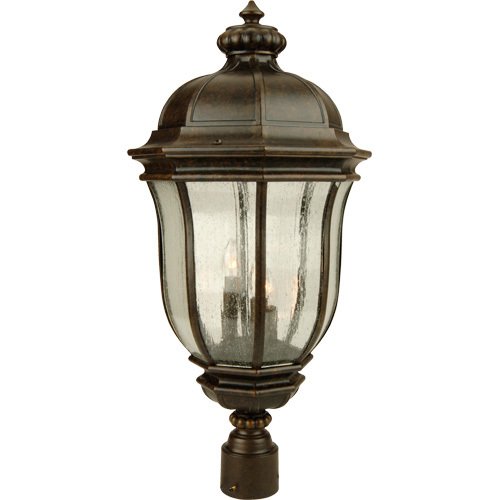 12" Exterior Post Lantern in Peruvian Bronze with Clear Seeded Glass