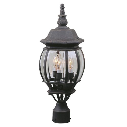 8" Exterior Post Light in Matte Black with Clear Beveled Glass
