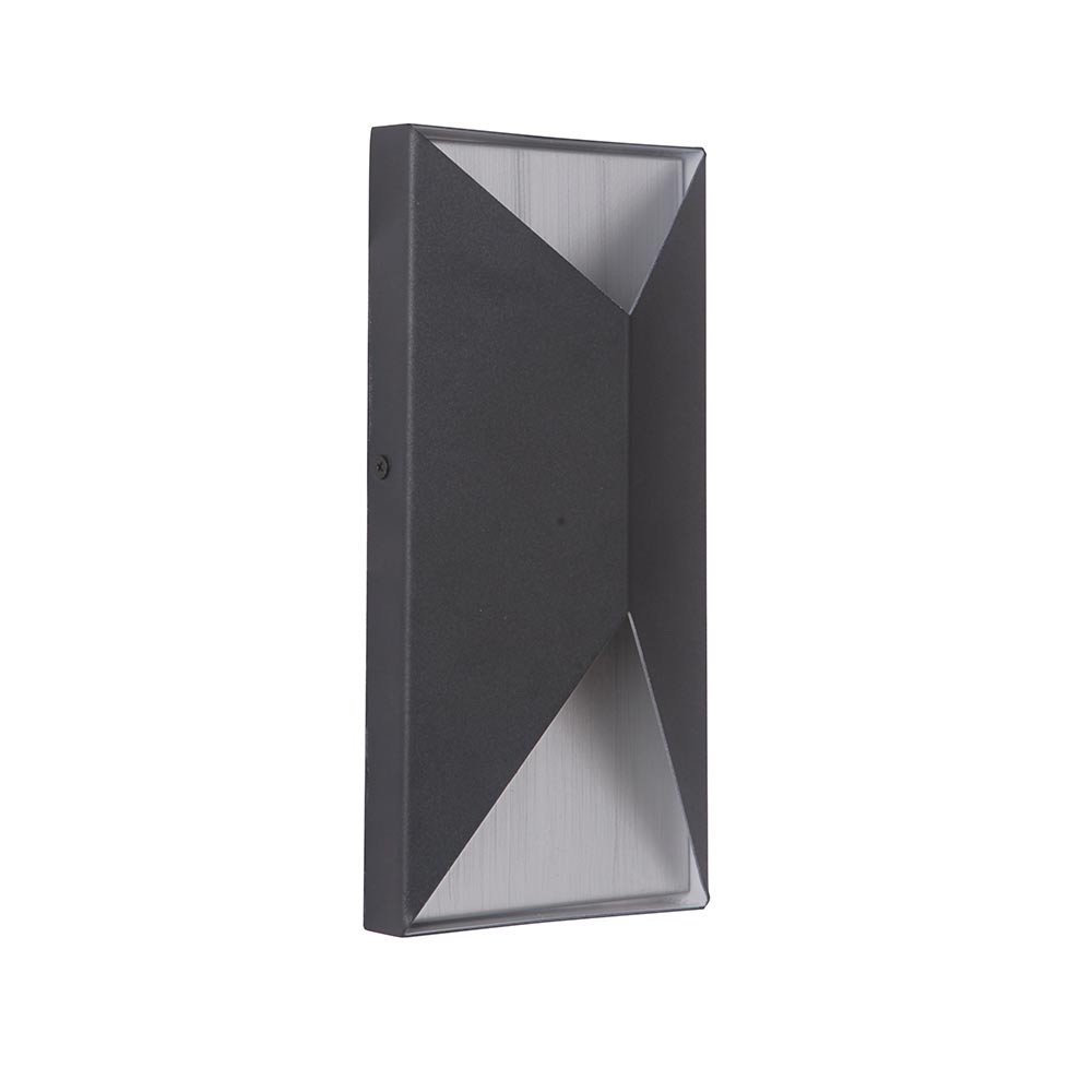 2 Light Small LED Outdoor Pocket Sconce in Matte Black/Brushed Aluminum