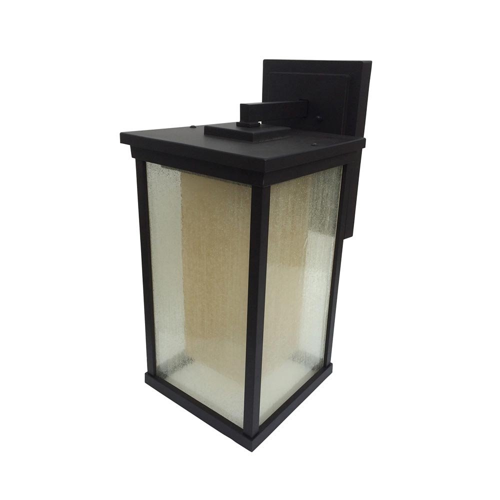Riviera 1 Light Extra Large Wall Mount in Oiled Bronze with Clear Seeded (Outer)/Frosted Amber (Inner) Glass