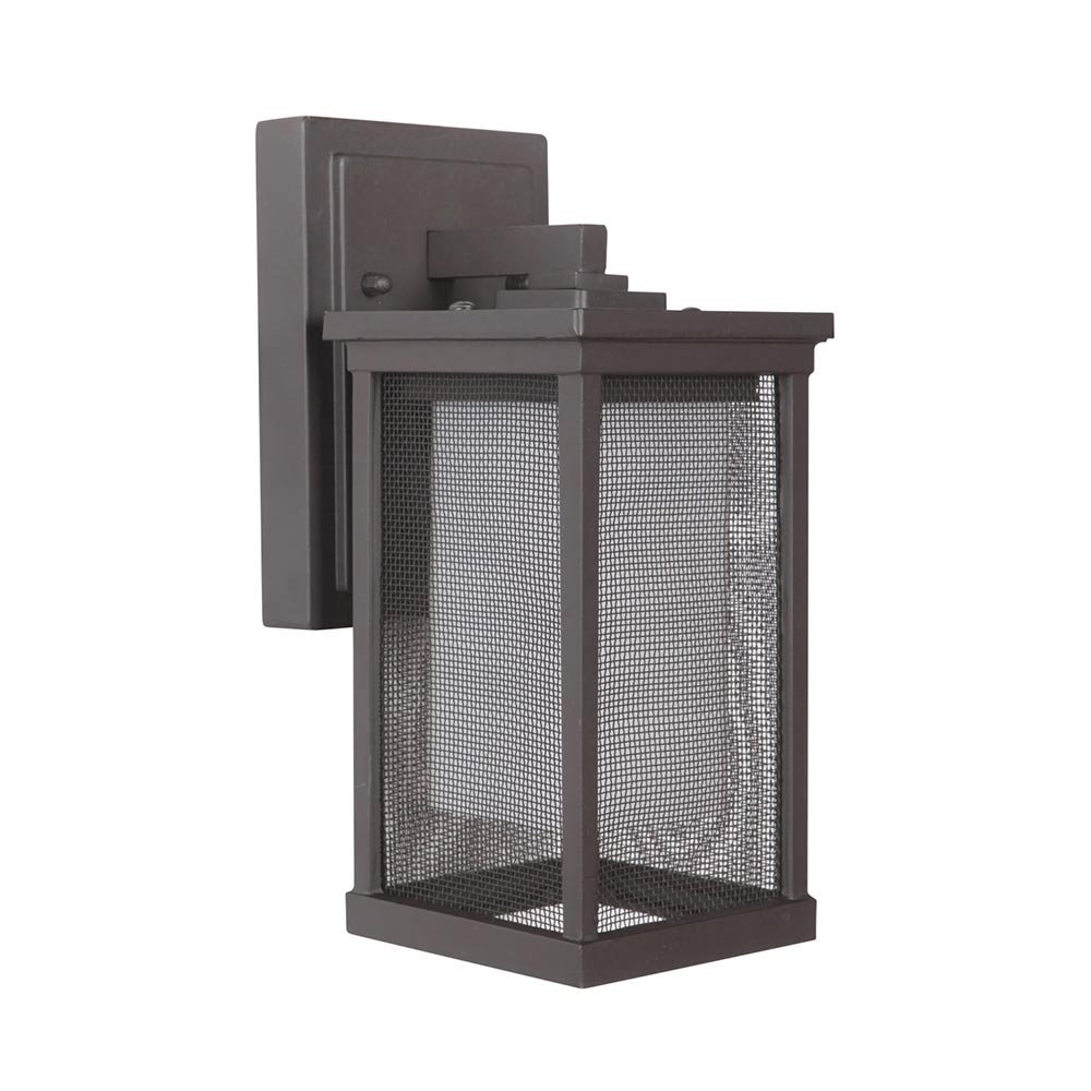 1 Light Small Wall Mount in Oiled Bronze with Mesh (Outer)/White Frosted (Inner) Shade