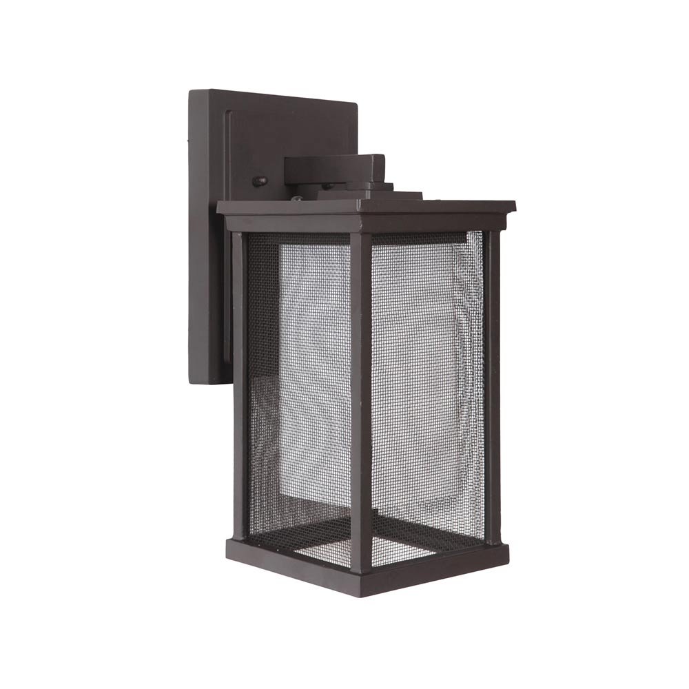1 Light Medium Wall Mount in Oiled Bronze with Mesh (Outer)/White Frosted (Inner) Shade