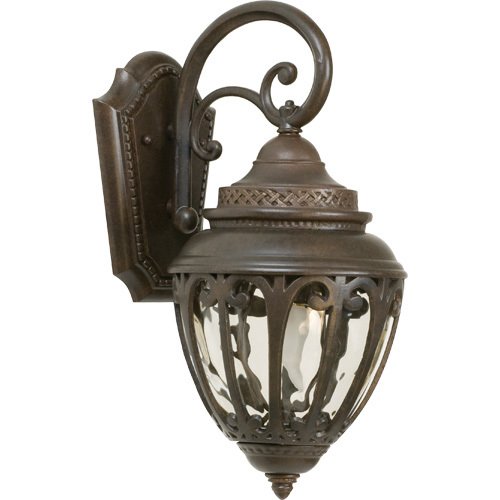 8" Exterior Wall Light in Aged Bronze with Champagne Hammered Glass