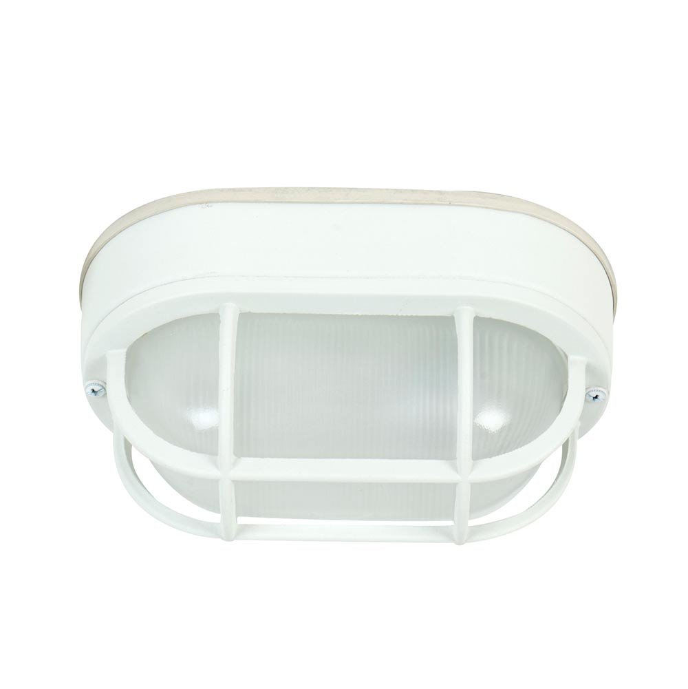 Bulkhead 1 Light Small Flushmount in Matte White with Frosted Halophane Glass