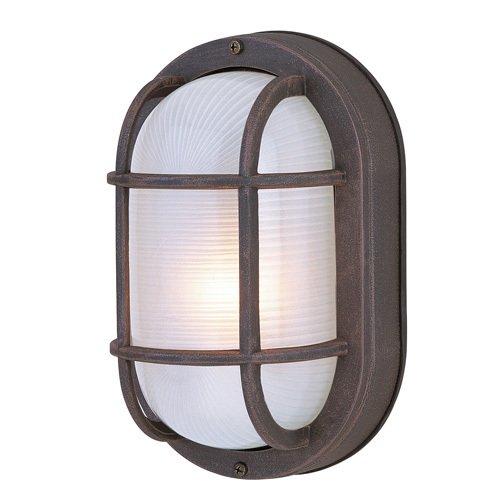 5" Flush Mount Exterior Light in Rust with Frosted Halophane Glass