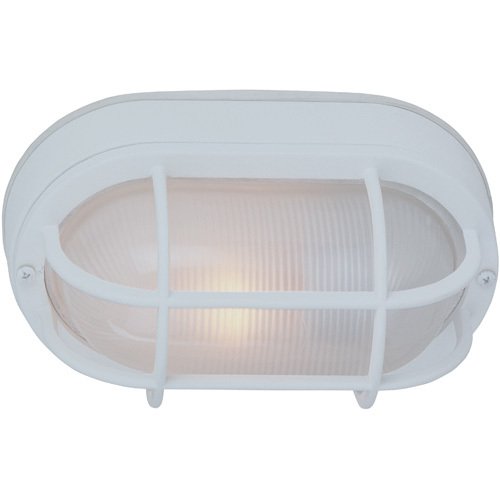 6 1/2" Flush Mount Exterior Light in Matte White with Frosted Halophane Glass