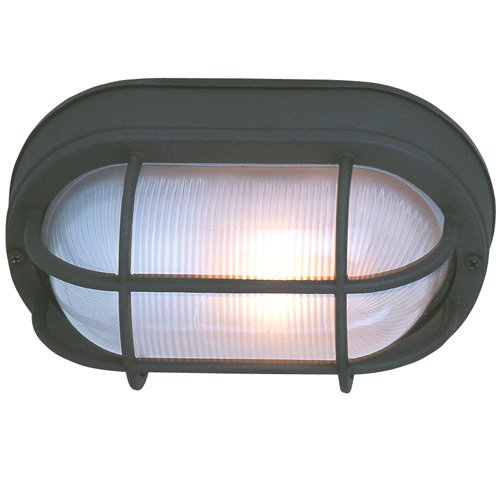 6 1/2" Flush Mount Exterior Light in Matte Black with Frosted Halophane Glass