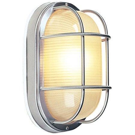 6 1/2" Flush Mount Exterior Light in Stainless Steel with Frosted Halophane Glass