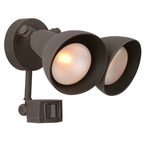 10 3/4" Exterior Covered Flood Light with Photocell & Motion Detection in Rust