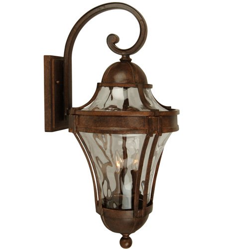 11" Exterior Wall Light in Aged Bronze with Clear Hammered Glass