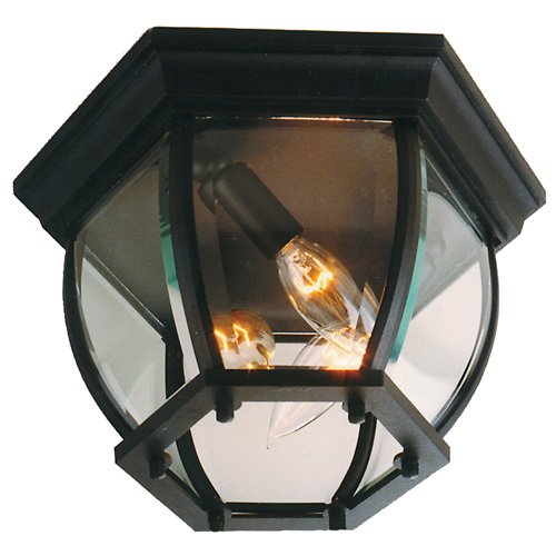 10 3/4" Flush Mount Exterior Light in Matte Black with Clear Beveled Glass