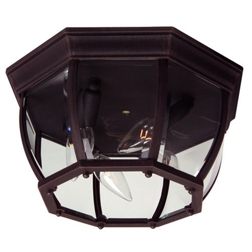 12 3/4" Flush Mount Exterior Light in Rust with Clear Beveled Glass