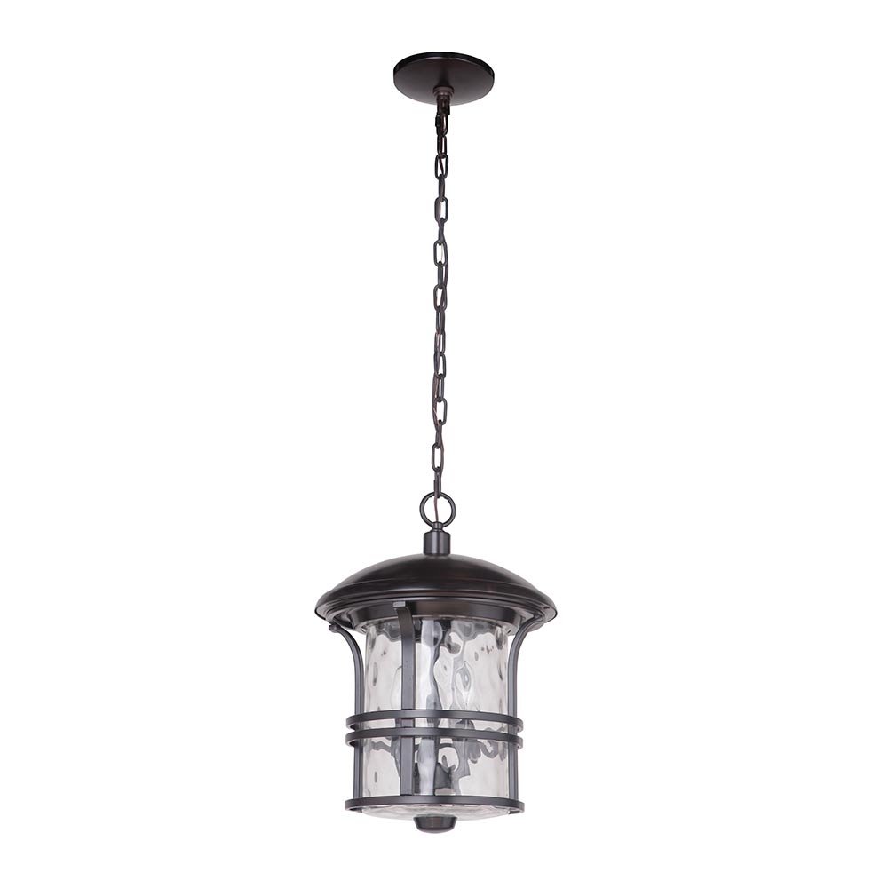 3 Light Large Pendant in Oiled Bronze with Clear Hammered Glass