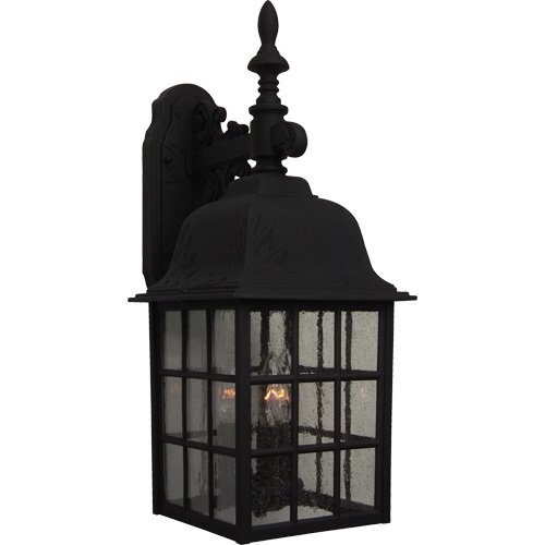 8 1/2" Exterior Wall Light in Matte Black with Seeded Glass