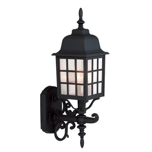 8 1/2" Exterior Wall Light in Matte Black with Seeded Glass