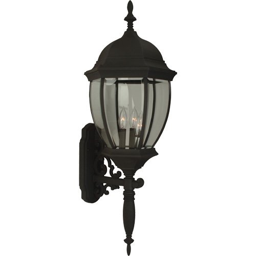 12 7/8" Exterior Wall Light in Matte Black with Clear Beveled Glass