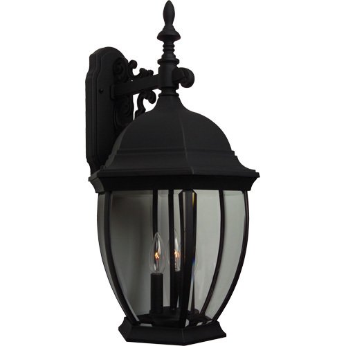 12 7/8" Exterior Wall Light in Matte Black with Clear Beveled Glass