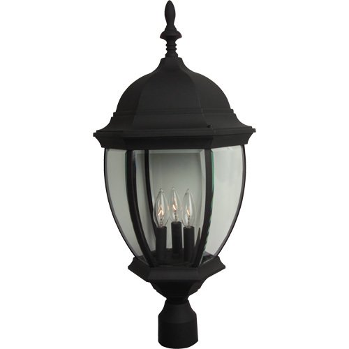 12 7/8" Exterior Post Light in Matte Black with Clear Beveled Glass