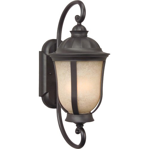 8" Exterior Wall Light in Oiled Bronze with Tea Stained Scavo Glass