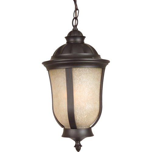 9 1/2" Hanging Exterior Light in Oiled Bronze with Tea Stained Scavo Glass