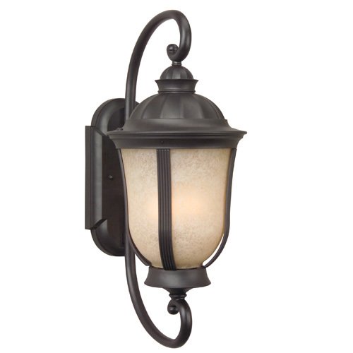 12" Exterior Wall Light in Oiled Bronze with Tea Stained Scavo Glass