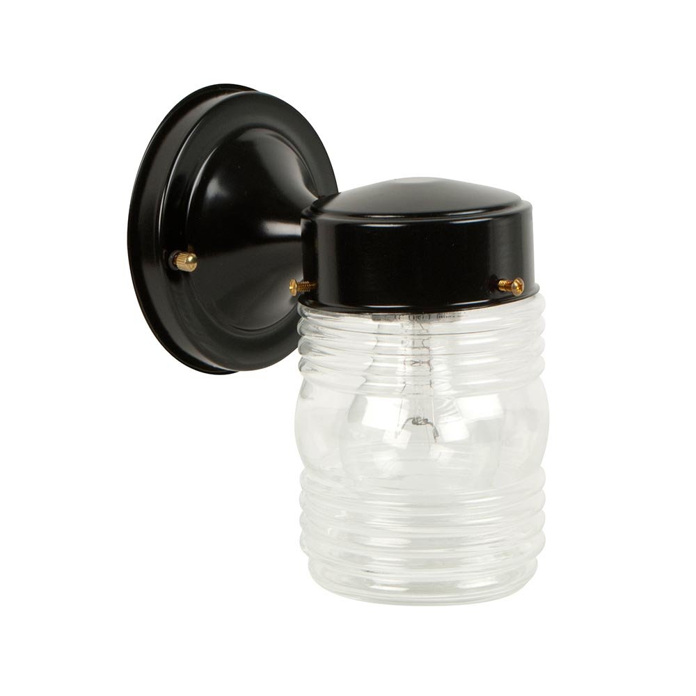 Nautical 1 Light Small Wall Mount in Black with Clear Glass