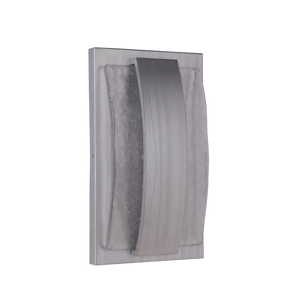Medium LED Pocket Sconce in Brushed Aluminum with Clear Seeded Glass
