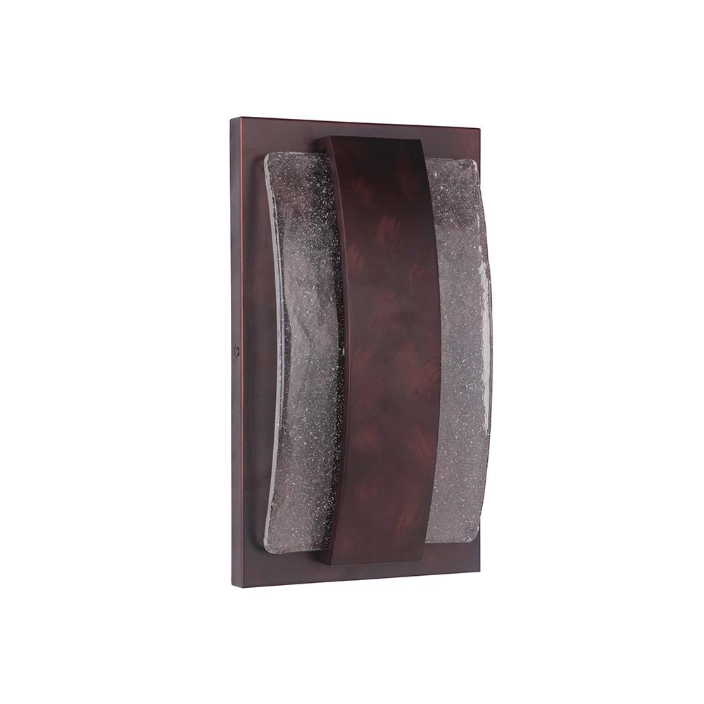 Medium LED Pocket Sconce in Aged Copper with Clear Seeded Glass