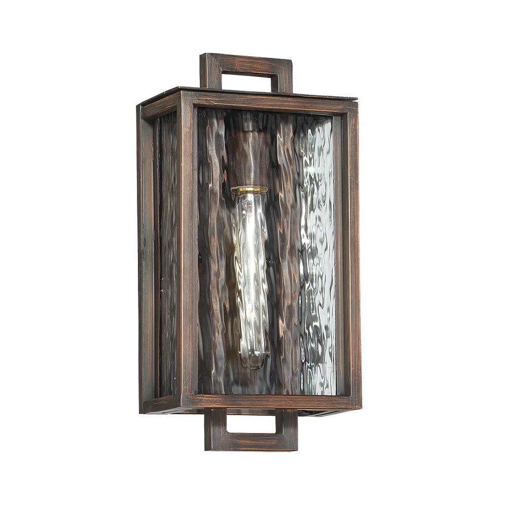 Cubic 1 Light Small Wall Mount in Aged Bronze Brushed with Clear Water Glass