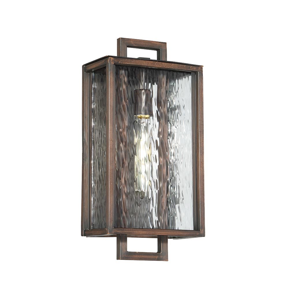 Cubic 1 Light Medium Wall Mount in Aged Bronze Brushed with Clear Water Glass