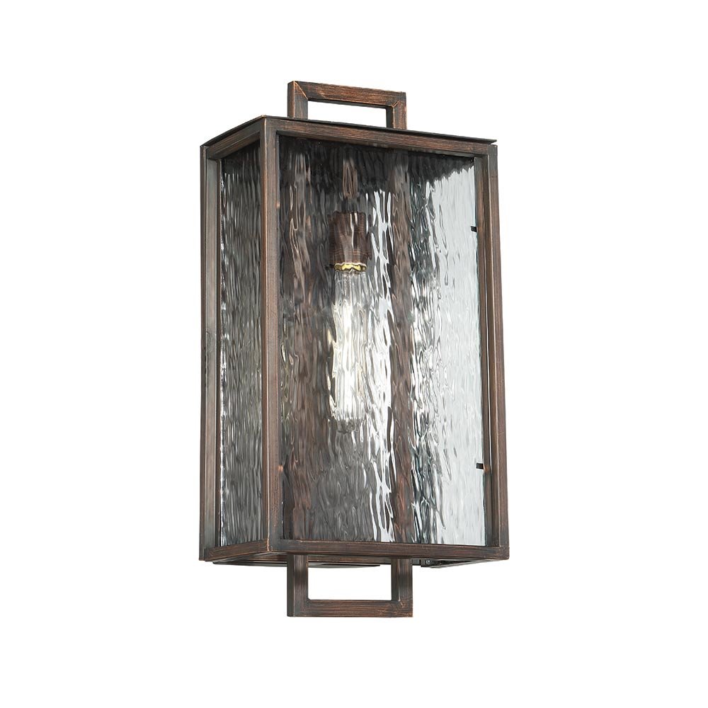 Cubic 1 Light Large Wall Mount in Aged Bronze Brushed with Clear Water Glass