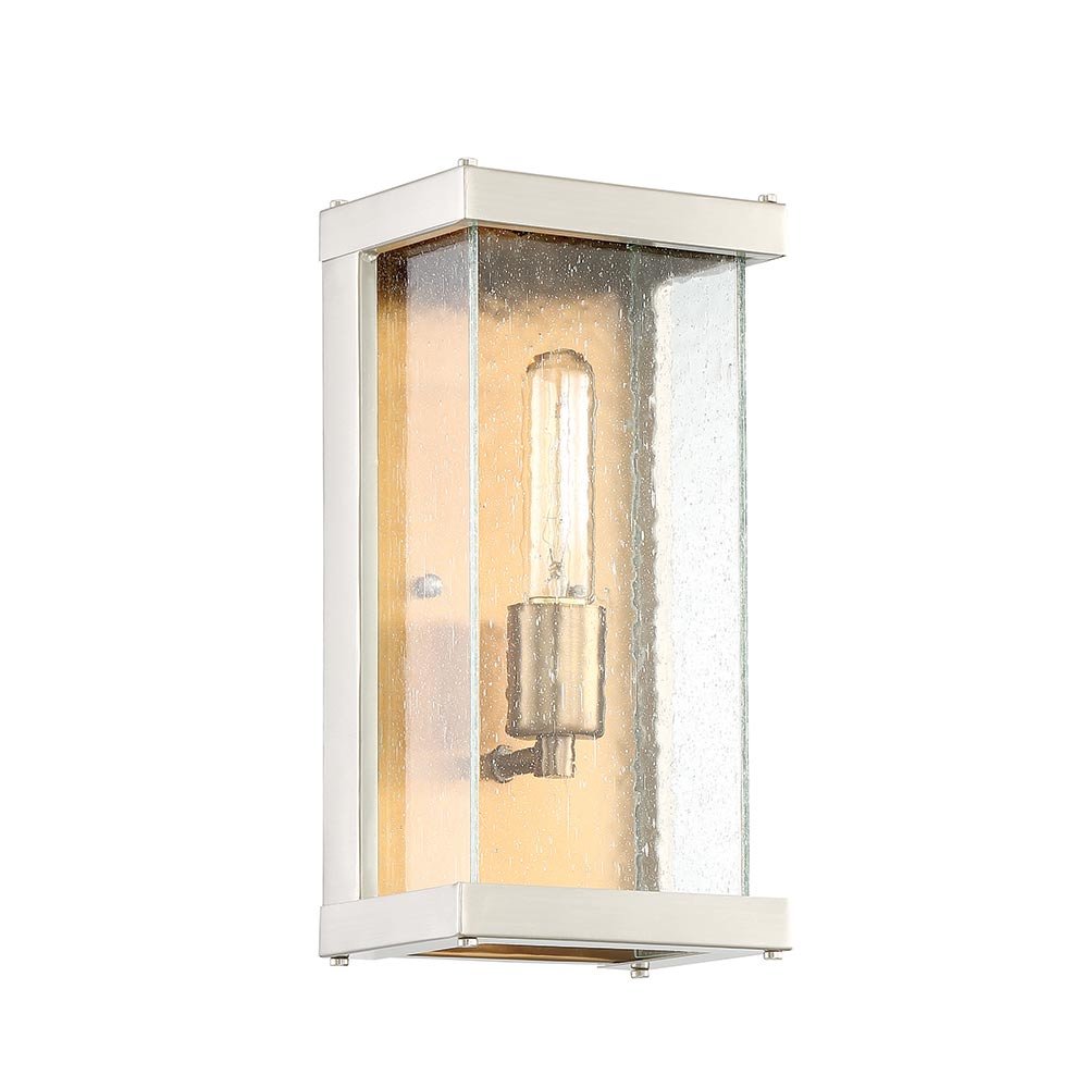1 Light Small Wall Mount in Brushed Nickel/Patina Aged Brass with Clear Seeded Glass