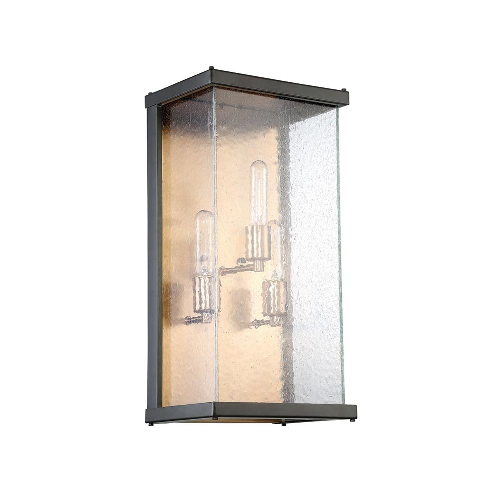 3 Light Large Wall Mount in Midnight/Patina Aged Brass with Clear Seeded Glass