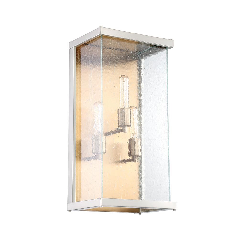 3 Light Large Wall Mount in Brushed Nickel/Patina Aged Brass with Clear Seeded Glass