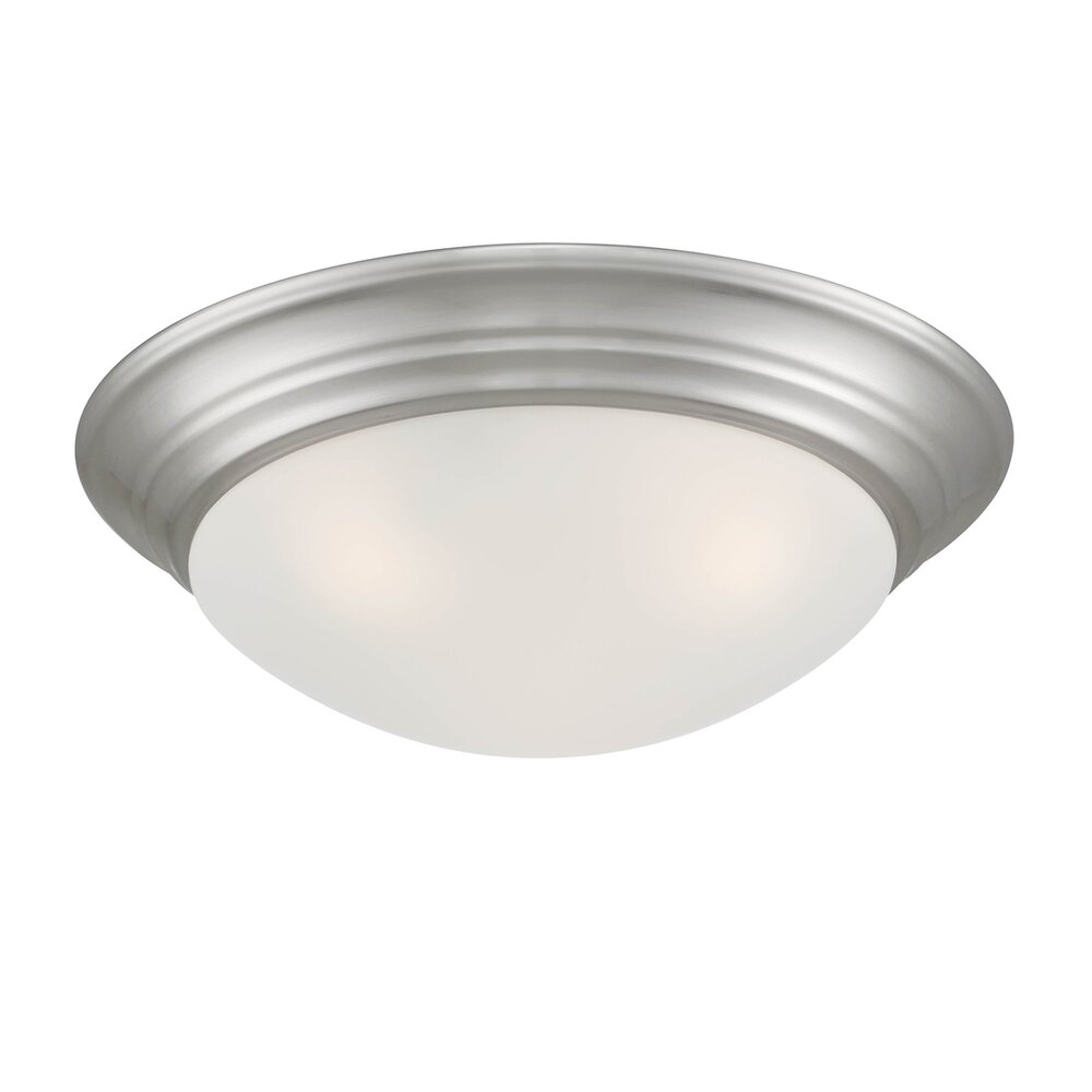 3 Light Flush Mount in Brushed Nickel with Etched Glass 