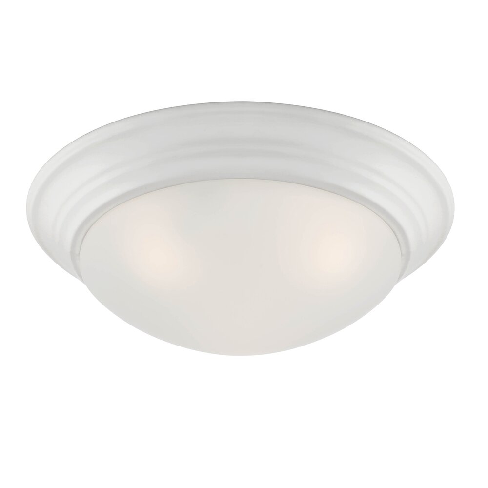 3 Light Flush Mount in Matte White with Etched Glass 