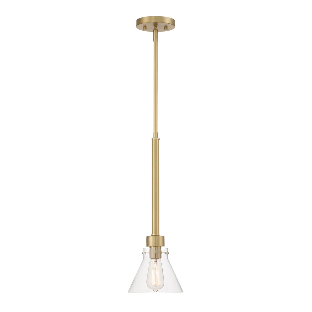 7" 1-Light Contemporary Pendant Light in Brushed Gold with Clear Glass 