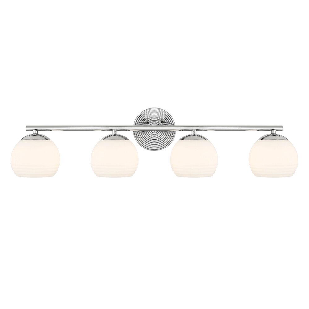 4 Light Vanity in Polished Nickel with Etched Opal Glass 