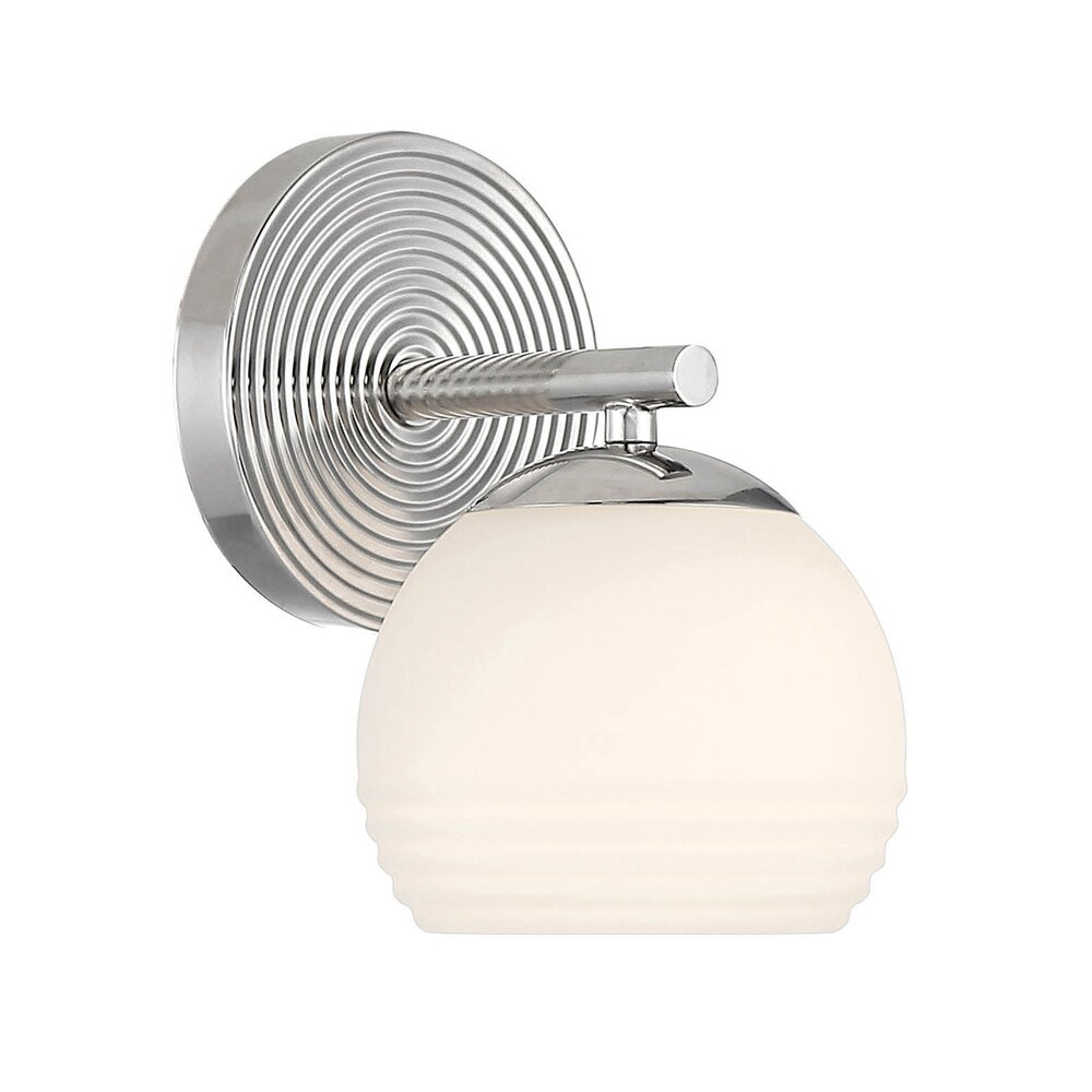 1 Light Wall Sconce in Polished Nickel with Etched Opal Glass 