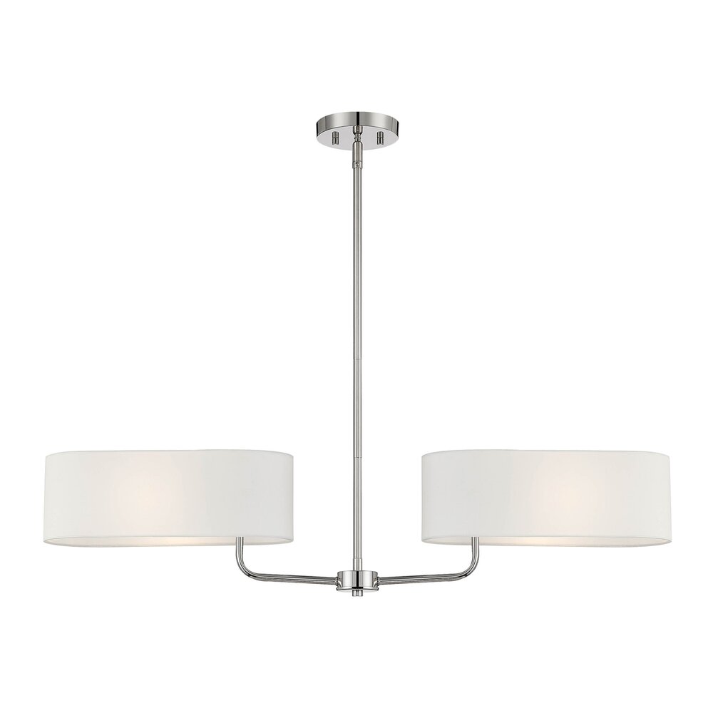 2 Light Island in Polished Nickel with White Fabric Shade 